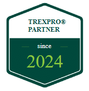 A green and white badge reads TREXPRO® PARTNER above, since 2024 below, indicating partnership status beginning in 2024.